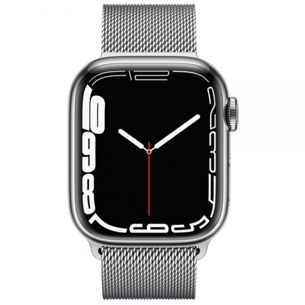 Apple Watch 7 silver Stainless Steel Case with Milanese Loop