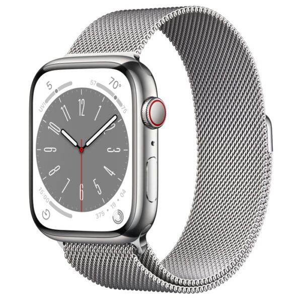 Apple Watch Series 8 Silver Stainless Steel Case with Milanese Loop